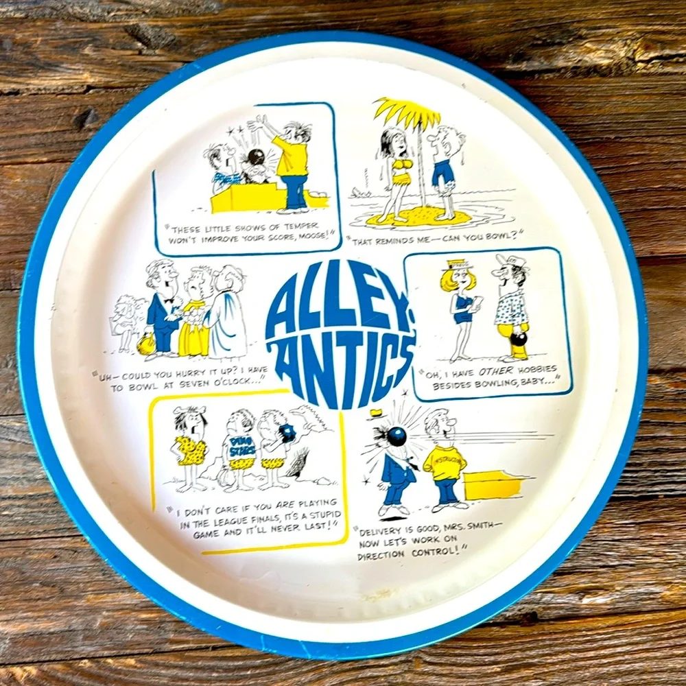 Vintage Alley Antics bowling‎ themed serving tray EVC